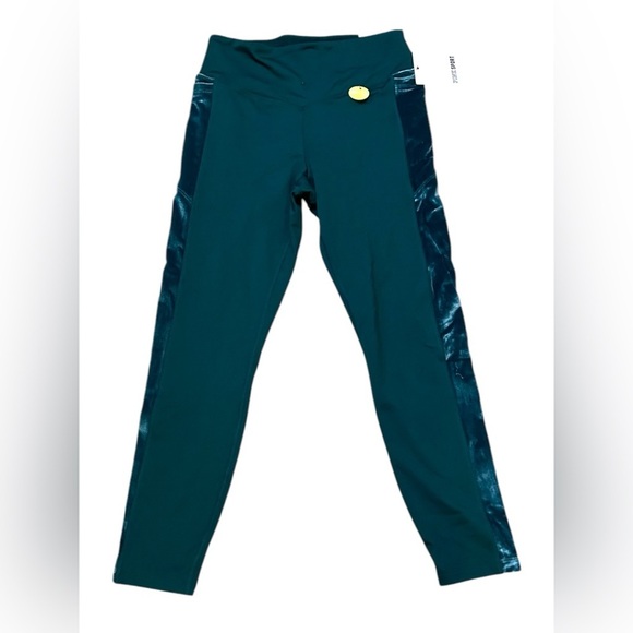 PINK Victoria's Secret Cozy Velvet Velour Fleece Lined Leggings Size M Green NWT - Picture 1 of 9